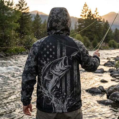 Savage Fishing Bass Fish Digital Camo Windbreaker Jacket