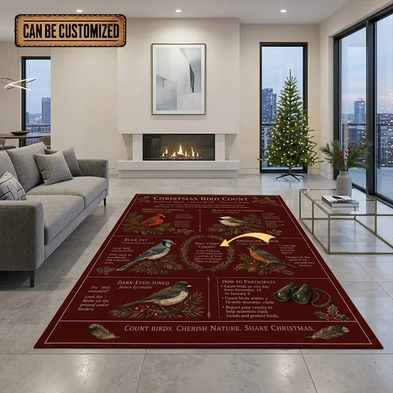 Christmas Bird Count Wildlife Bird Watching Rug