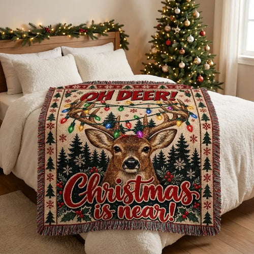 Oh Deer Christmas Is Near Tassels Blanket
