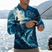 Personalized Fishers of Men Catholic Fishing Polo Long Sleeve Shirt