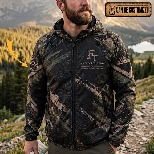 Personalized Fathom Thread Hunting Camo Windbreaker Jacket