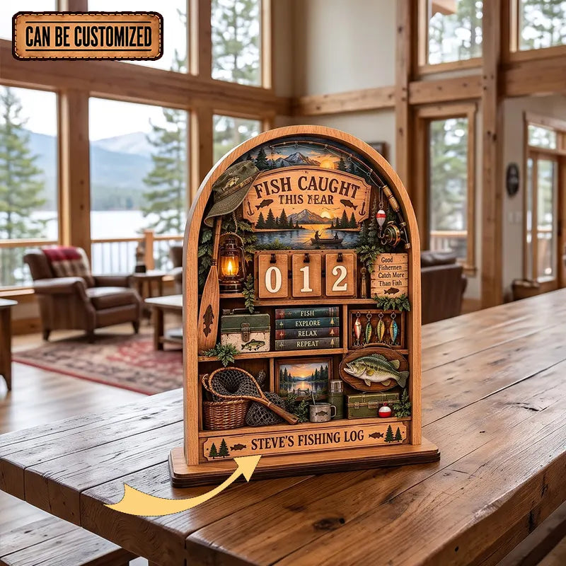 Personalized Fishing Catch Wooden Tracker
