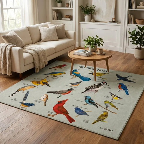 Bird Watching Bird Species Collection Personalized Rug