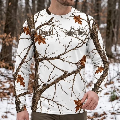 Fathom Thread Snow Camo Personalized Long Sleeve Shirt