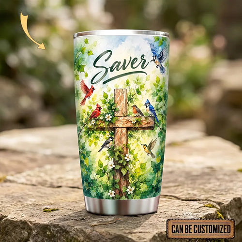 Savior Christian Cross Birds Personalized 20oz Tumbler