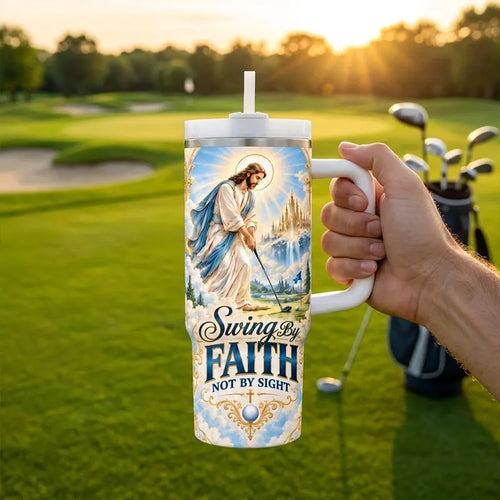 Personalized Swing By Faith Golf Christian 40oz Tumbler