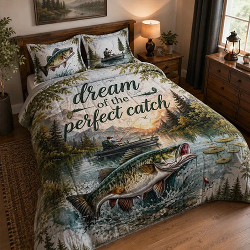 Dream of the Perfect Catch Fishing Quilt Bedding Set