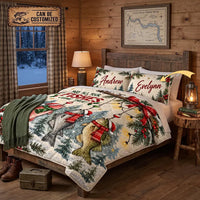 May All Your Fishes Come True Christmas Fishing Quilt Bedding Set
