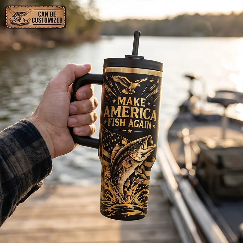 Custom Make America Fish Again 40oz Personalized Fishing Tumbler
