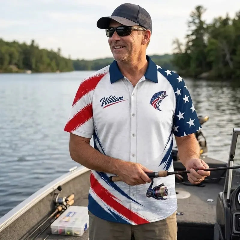Custom American Bass Fishing Patriotic Hawaiian Shirt