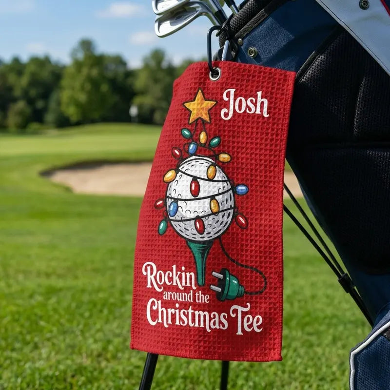Rockin Around The Christmas Tee Funny Golf Towel
