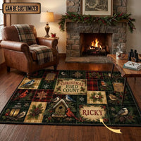 Personalized Holiday Bird Watch Christmas Rug