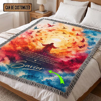 Matthew 6:26 Christian Birds Watercolor Tassels Blanket