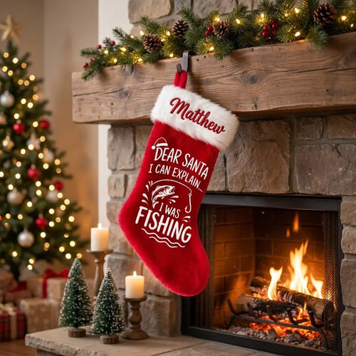 Dear Santa I Can Explain Fishing Christmas Stocking