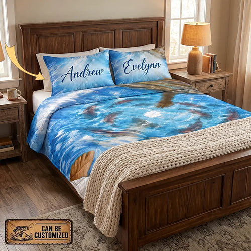 Personalized Fishers of Men Christian Fishing Quilt Bedding Set