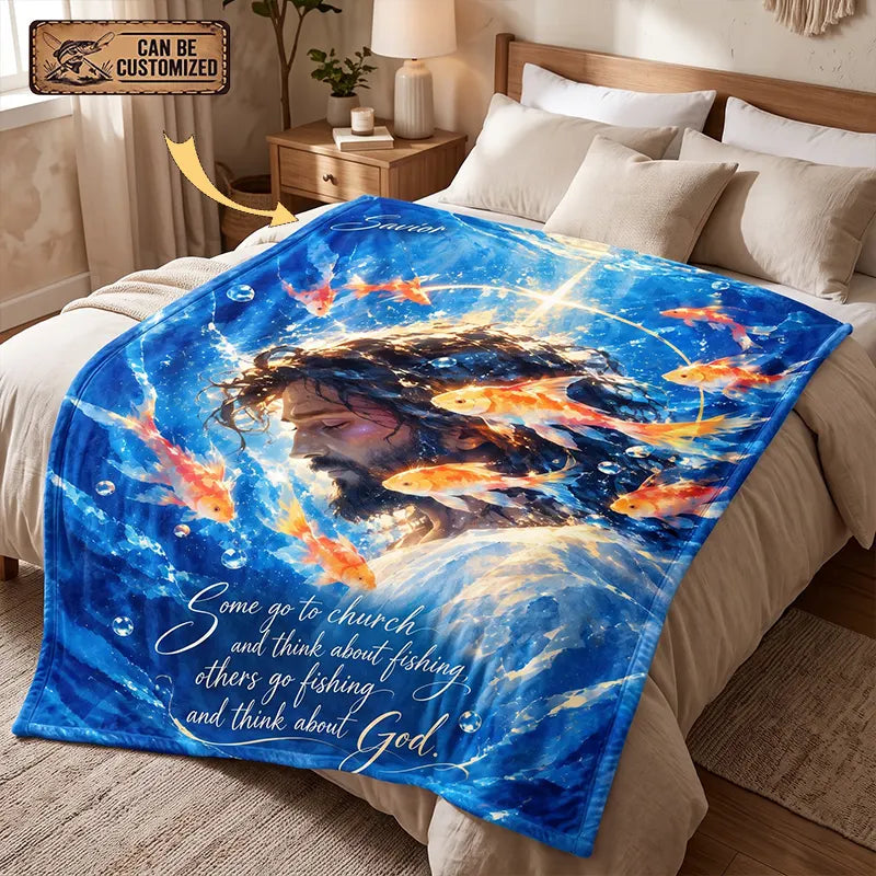 Savior Jesus Fishing Faith Fleece Blanket