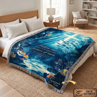 Personalized Matthew 4:19 Christian Fishing Ocean Tassels Blanket