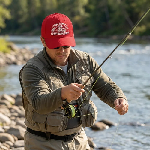 Funny You Ain’t Catching Shit Christmas Fishing Embroidered Cap