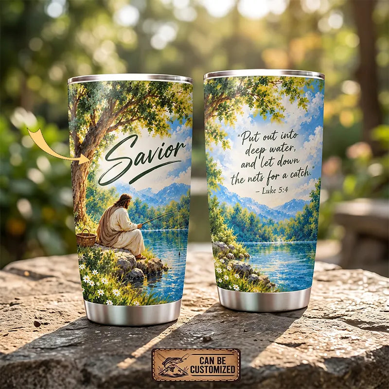 Jesus Fishing Luke 5:4 Christian Faith 20oz Tumbler