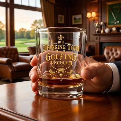 My Drinking Team Has a Golfing Problem Funny Golf Whiskey Glass