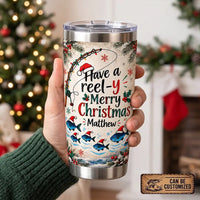 Personalized Have a Reel-y Merry Christmas 2026 20oz Fishing Tumbler
