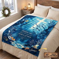 Personalized Matthew 4:19 Christian Fishing Ocean Fleece Blanket