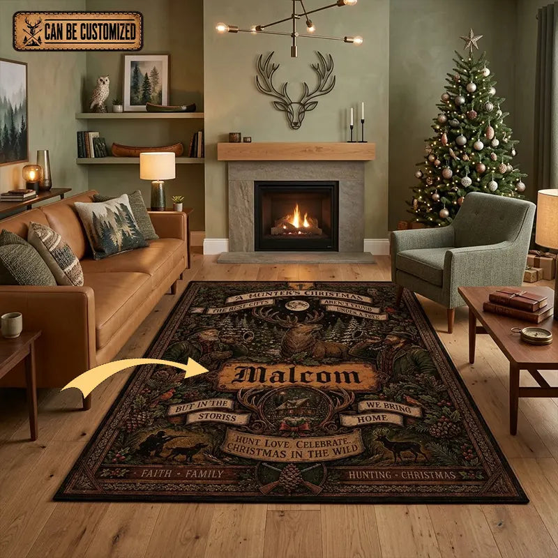 Personalized A Hunter's Christmas Rug