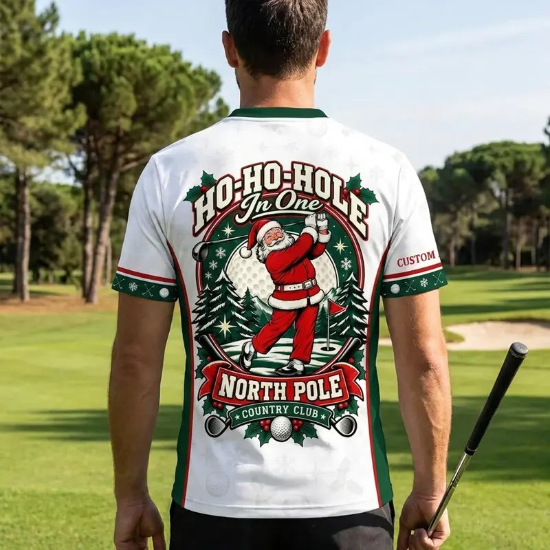 Ho Ho Hole Personalized Christmas Golf T-Shirt