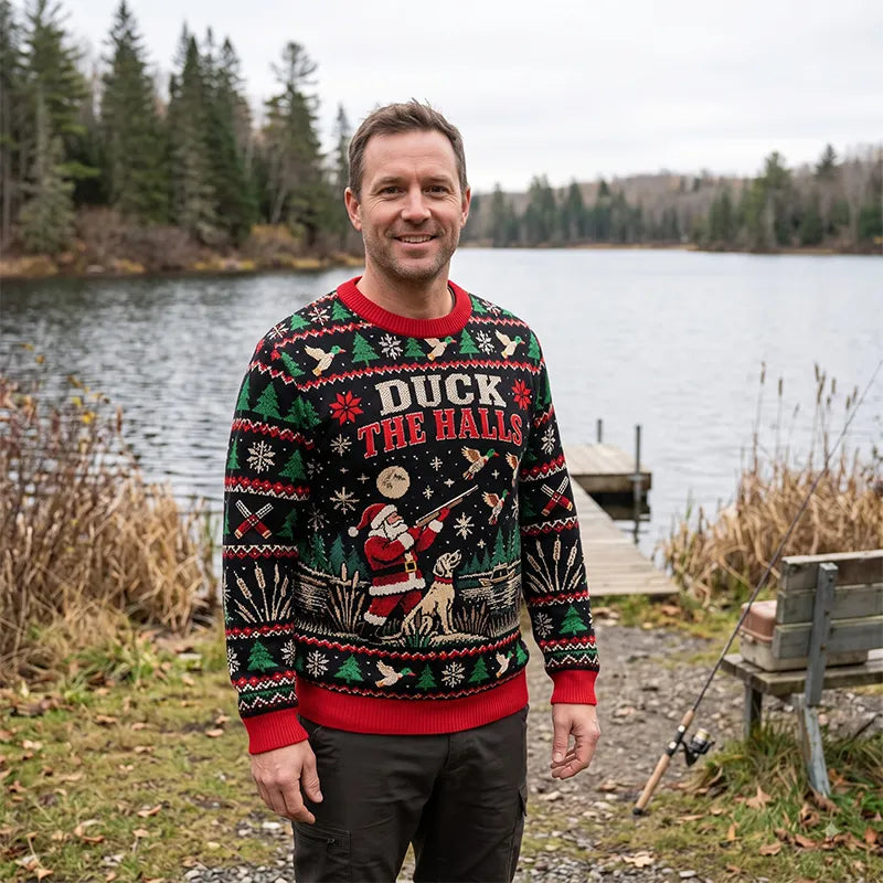 Custom Duck The Halls Christmas Duck Hunting Ugly Christmas Sweater