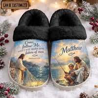 Personalized Christian Jesus Fishing Fur Slippers