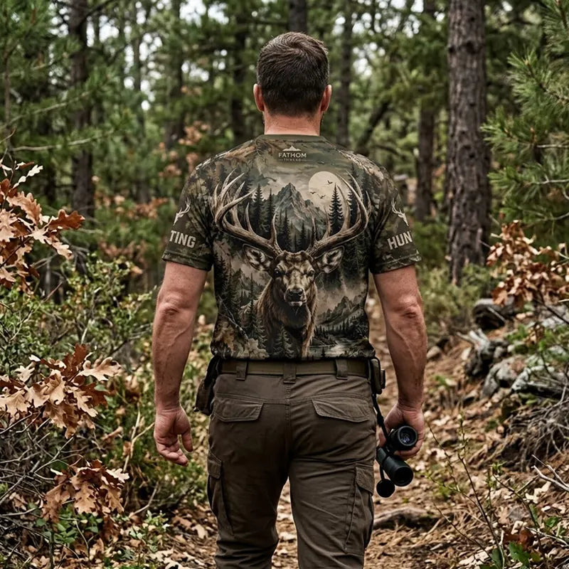 Real Tree Camo Elk Hunting Graphic T-Shirt