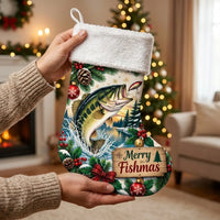 Merry Fishmas Bass Fishing Christmas Stocking