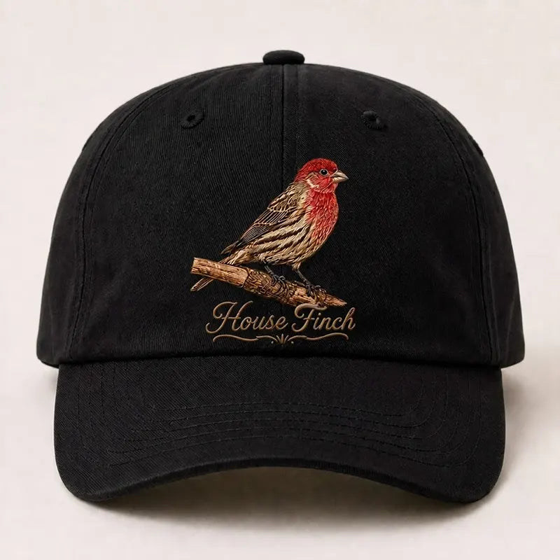 Bird Watching Bird Species House Finch Embroidered Cap