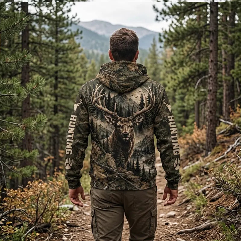 Real Tree Camo Elk Hunting Graphic Hoodie