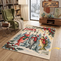 May All Your Fishes Come True Christmas Fishing Rug