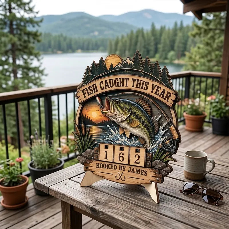 Custom Fish Caught This Year Personalized Wooden Trackers