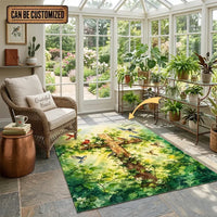 Savior Christian Cross Birds Personalized Area Rug