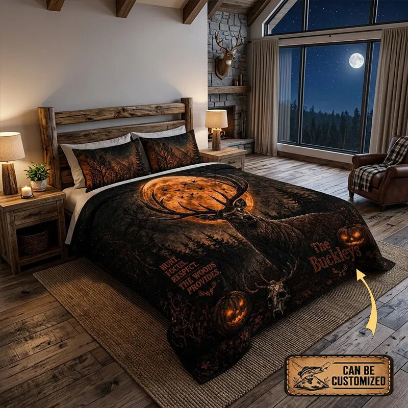 Customized Deer Hunting Quilt Bedding Set