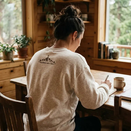 Following God's Trail Christian Mountain Sweater