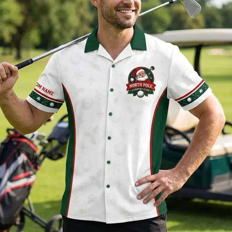 Ho Ho Hole Personalized Christmas Golf Hawaiian Shirt