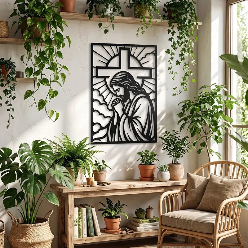 Praying Jesus Cross Wall Art LED