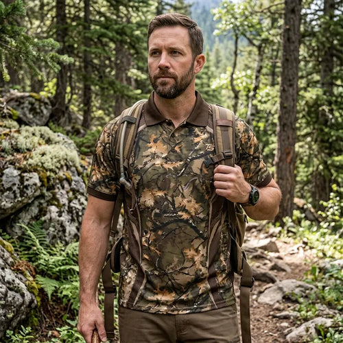 Fathom Threads Deer Antler Camo Hunting Polo Shirt
