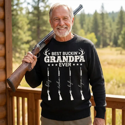 Personalized Best Buckin' Grandpa Ever Hunting Sweater
