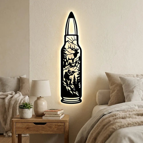 Personalized Hunting Shotgun Shell Rifle Bullet Wall Art LED