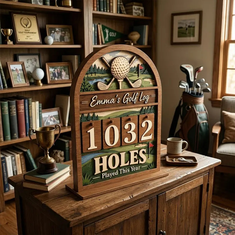 Custom Emma's Golf Log Personalized Wooden Trackers