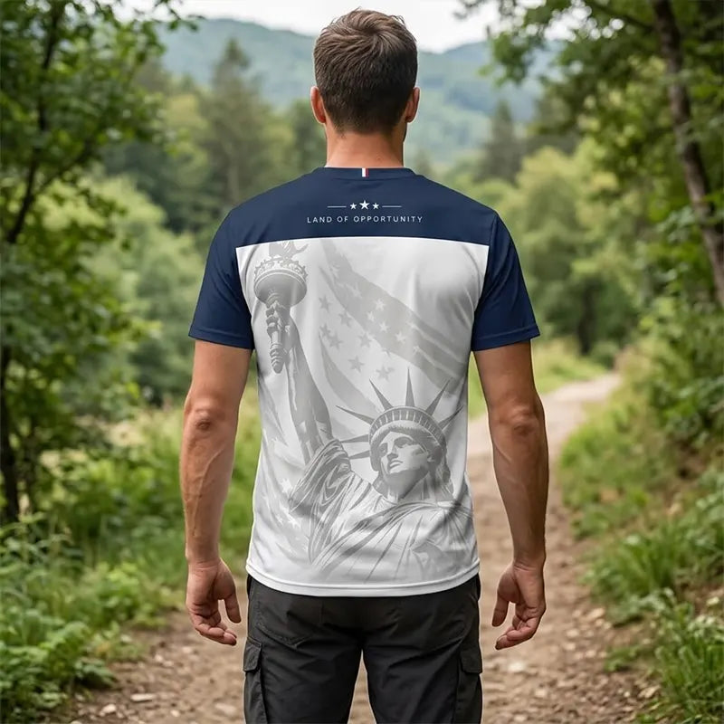 Personalized Land Of Opportunity Bald Eagle American Flag T-Shirt