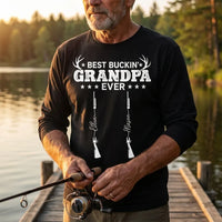 Personalized Best Buckin' Grandpa Ever Hunting Long Sleeve Shirt