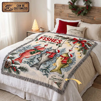 May All Your Fishes Come True Christmas Fishing Tassels Blanket