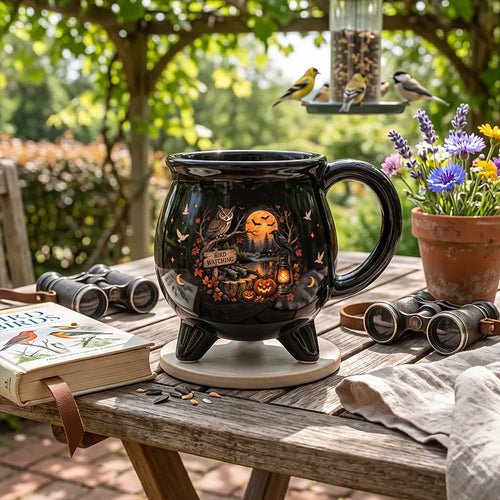 Halloween Bird Watching Cauldron Mug