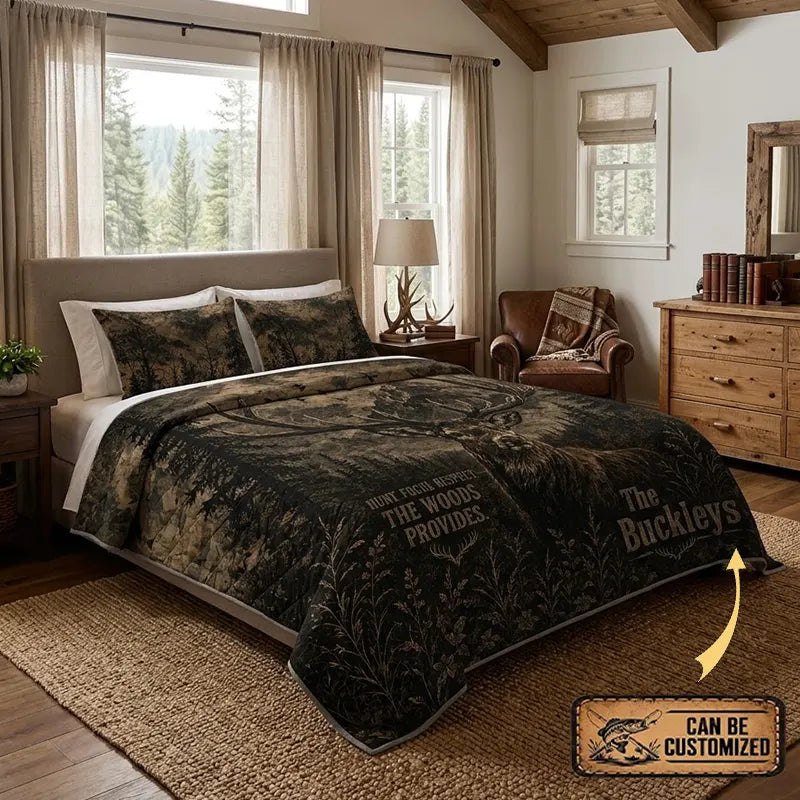 Customized Deer Hunting Quilt Bedding Set